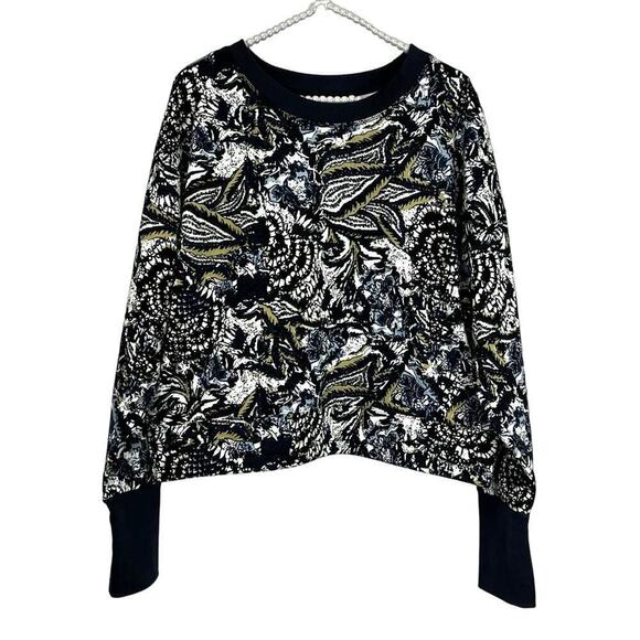 Joie Tops - JOIE Caleigh Marbled Abstract Floral Cropped Sweatshirt SZ XL